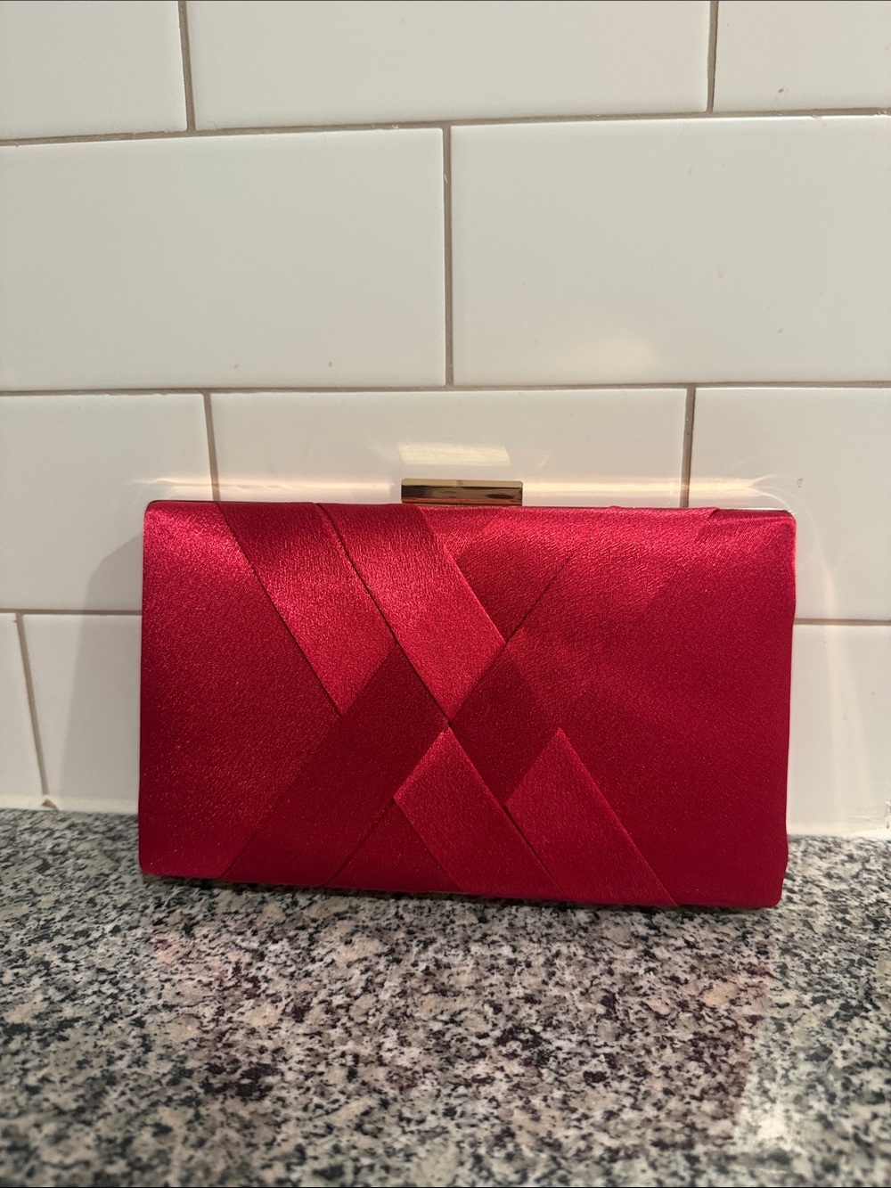 Kate Landry Elegant Satin Fuchsia Evening Clutch | NEW